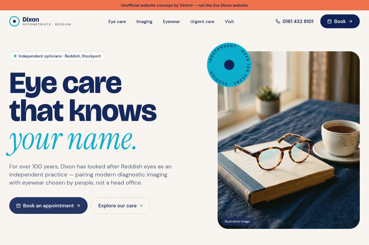 Homepage of the unofficial Dixons Optometrists concept website